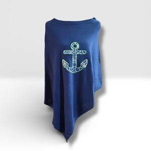 Top It Off Navy Anchor Poncho / Asymmetrical Sweater – One Size